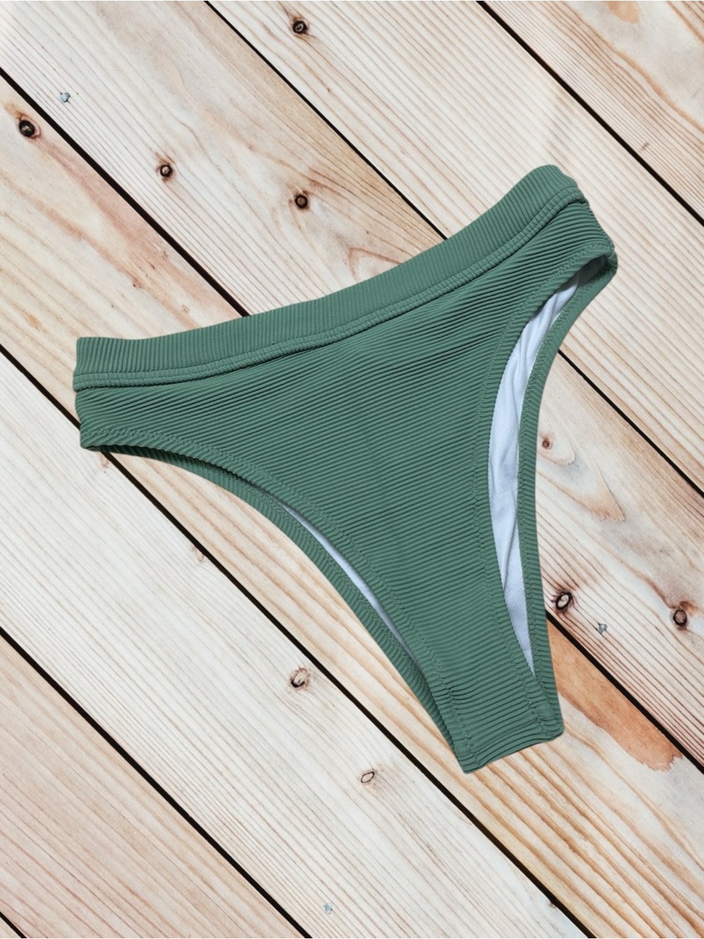 Rhythm. XS green ribbed high waisted cheeky bikini bottom